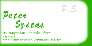 peter szitas business card